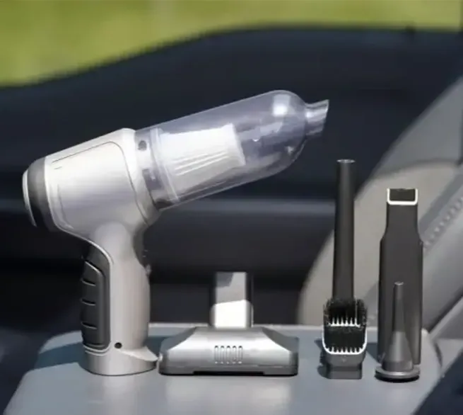 EZVac Pro vacuum cleaner and its equipments in a car